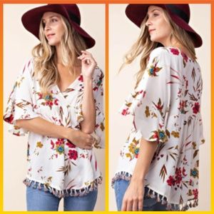 FLORAL FRINGE TOP PACK of 3